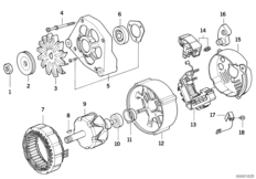 Alternator, individual parts 105A