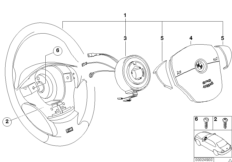 Airbag sports steering wheel, leather